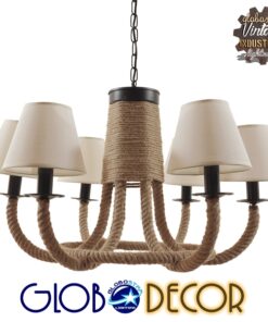 Alternative view of GLOBOSTAR® VERONE 10001020 Vintage Κρεμαστό Φωτιστικό Οροφής με Ντουί 6 x E14 AC 220-240V IP20 - Μπεζ - Μ65 x Π65 x Υ45cm
