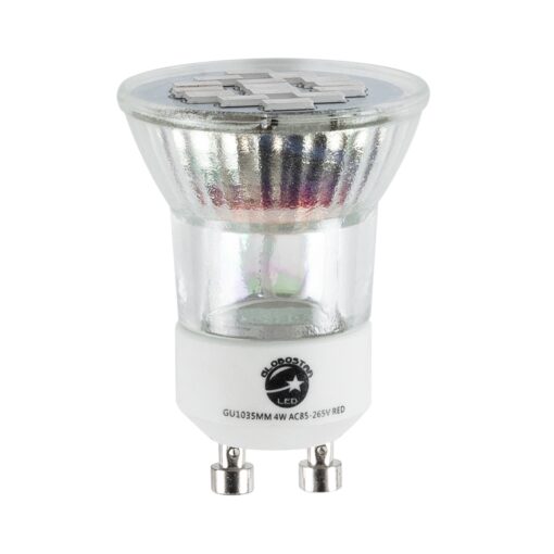 GloboStar® GloboStar® 76009 Σποτ LED GU10 MR11 4W 300lm 120° AC 85-265V με Λευκό Γαλακτερό Γυαλί Κόκκινο - 2 Χρόνια Εγγύηση