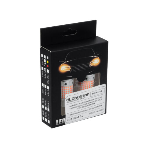 GloboStar® GloboStar® 1156 - BA15S - P21W 81478-B Λάμπες Αυτοκινήτου LED  3rd Generation Can-Bus Extreme Series 150xSMD2016 28W 2240lm 360° DC 12-16V IP20 Φ2.1 x Υ5.5cm Κόκκινο - Σετ 2 Τεμαχίων σε Box