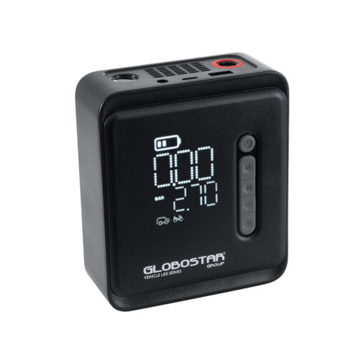 GloboStar® GloboStar® 81490 Φορητή Επαναφορτιζόμενη Ψηφιακή Τρόμπα - Κομπρέσορας Αέρος Αυτοκινήτου & Μοτοσυκλέτας - με Οθόνη LCD & Ενσωματωμένη Επαναφορτιζόμενη Μπαταρία Λιθίου 7800 mAh - Πίεση Αέρος Max 150 PSI - 5 Προγράμματα - Φακό LED - Power Bank με έξοδο USB 2.0 - Φορτιστή Αυτοκινήτου - Μ11.5 x Π5 x Υ13cm - 3 Χρόνια Εγγύηση