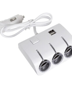 GloboStar® 81807 Πολύπριζο - Φορτιστής Αυτοκινήτου 2 x USB 3.1A & 3 x Θύρες Αναπτήρα Αυτοκινήτου DC 12-24V Max 60W Μαύρο Λευκό 9 81807 4