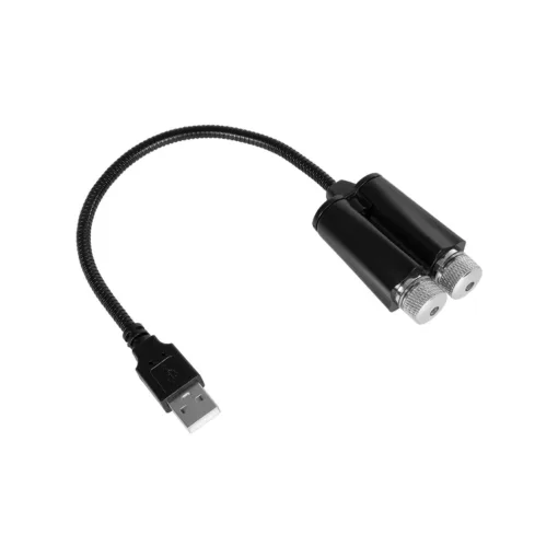 GloboStar® GloboStar® 81845-DUAL Διακοσμητικό Φωτιστικό Ειδικών Φωτορυθμικών Εφέ PARTY Disco LASER DC 5V με Καλώδιο Τροφοδοσίας USB Κόκκινο IP20 Μ3.5 x Π3.5 x Υ21.5cm