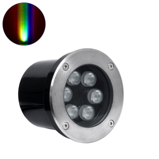 GloboStar® GloboStar® UNDERGROUND-TINA 90666 Χωνευτό Φωτιστικό Σποτ Δαπέδου LED 9W 945lm 30° DC 24V Αδιάβροχο IP65 Φ12 x Υ9cm Πολύχρωμο RGBW DMX512 - Ανοξείδωτο Ατσάλι - 3 Years Warranty
