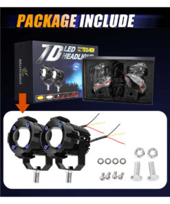 GloboStar® 82236 Ζευγάρι 2 x Προβολάκια Μοτοσυκλέτας TRANSFORMER 60W 6000lm 10° DC 12-80V Αδιάβροχα IP67 Κίτρινο & Ψυχρό Λευκό 6000K 23 82236 11