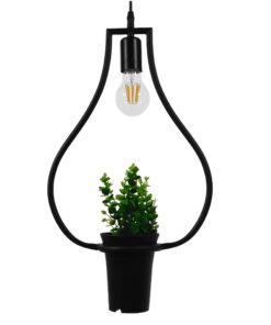 GloboStar® GLOBOSTAR® FLOWERPOT 10001210 Μοντέρνο Κρεμαστό Φωτιστικό Οροφής με Ντουί 1 x E27 AC 220-240V IP20 - Μαύρο & Πράσινο - Μ27 x Π27 x Υ40cm