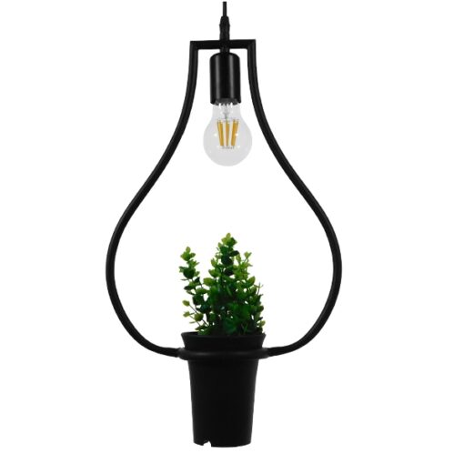 GloboStar® GLOBOSTAR® FLOWERPOT 10001210 Μοντέρνο Κρεμαστό Φωτιστικό Οροφής με Ντουί 1 x E27 AC 220-240V IP20 - Μαύρο & Πράσινο - Μ27 x Π27 x Υ40cm