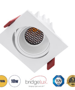 GloboStar® GloboStar® LEO-SQ 60291 Χωνευτό LED Spot Downlight TrimLess Μ8.5xΠ8.5cm 10W 1250lm 38° AC 220-240V IP20 Μ8.5 x Π8.5 x Υ6.6cm - Τετράγωνο - Κινούμενο - Λευκό & Anti-Glare HoneyComb - Θερμό Λευκό 2700K - Bridgelux COB - 5 Years Warranty