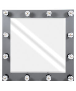 Alternative view of GloboStar® MAKEUP MIRROR-80x80-6 Μοντέρνος Καθρέπτης Μακιγιάζ με Πλαίσιο Φυσικού Ξύλου με Διακόπτη On/Off 12 x E27 AC220-240V - Μ80 x Π7 x Υ80cm - Γκρι Ανθρακί