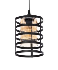 GloboStar® GLOBOSTAR® SOLON 201-0060 Μοντέρνο Κρεμαστό Φωτιστικό Οροφής με Ντουί 1 x E27 AC 220-240V IP20 - Μαύρο & Μελί - Μ16 x Π16 x Υ26cm