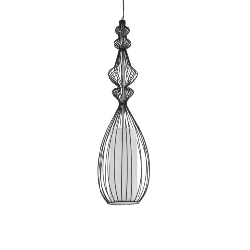 GloboStar® GLOBOSTAR® LILY 01561 Vintage Κρεμαστό Φωτιστικό Οροφής με Ντουί 1 x E27 AC 220-240V IP20 - Μαύρο & Λευκό - Μ90 x Π90 x Υ20cm