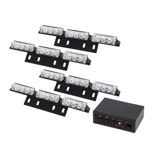 GloboStar® GloboStar® 85017 PRO Series ΣΕΤ 4 x 3 Μπάρες Σήμανσης Οχήματος Οδικής Βοήθειας για Αυτοκίνητα & Φορτηγά 3 Προγραμμάτων Φωτισμού STROBE LED HIGH POWER 36W DC 10-30V Αδιάβροχο IP65 Κόκκινο & Μπλε-  Μ18 x Π4.5 x Υ3cm - 2 Χρόνια Εγγύηση