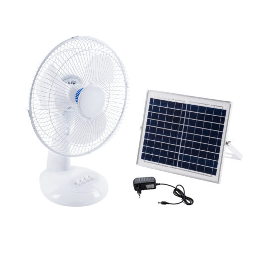 GloboStar® GloboStar® SOLARI-FAN 85354 Solar Fan Αυτόνομος Ηλιακός Επιτραπέζιος Ανεμιστήρας 25W 2 Λειτουργιών Ρεύματος με AC 220-240V ή με Φωτοβολταϊκό Panel 9V 12W & Επαναφορτιζόμενη Μπαταρία Li-ion 7.4V 4400mAh - 3 Ταχύτητες - IP20 - Μ24 x Π36 x Υ49cm - Λευκό - 2 Years Warranty