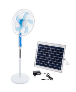 GloboStar® GloboStar® SOLARA-FAN 85355 Solar Fan Αυτόνομος Ηλιακός Επιδαπέδιος Ανεμιστήρας 25W 2 Λειτουργιών Ρεύματος με AC 220-240V ή με Φωτοβολταϊκό Panel 9V 12W & Επαναφορτιζόμενη Μπαταρία Li-ion 7.4V 4400mAh - 3 Ταχύτητες - Ενσωματωμένο USB 2.0 Charger Συσκευών - IP20 - Μ44 x Π37.5 x Υ132cm - Λευκό & Μπλε - 2 Years Warranty