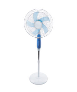 GloboStar® SOLARA-FAN 85355 Solar Fan Αυτόνομος Ηλιακός Επιδαπέδιος Ανεμιστήρας 25W 2 Λειτουργιών Ρεύματος με AC 220-240V ή με Φωτοβολταϊκό Panel 9V 12W & Επαναφορτιζόμενη Μπαταρία Li-ion 7.4V 4400mAh - 3 Ταχύτητες - Ενσωματωμένο USB 2.0 Charger Συσκευών - IP20 - Μ44 x Π37.5 x Υ132cm - Λευκό & Μπλε - 2 Years Warranty 18 85355 4