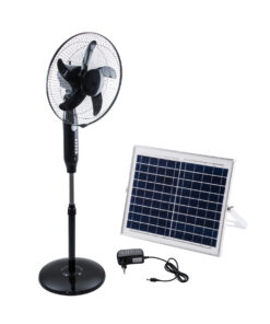 GloboStar® GloboStar® SOLARA-FAN 85356 Solar Fan Αυτόνομος Ηλιακός Επιδαπέδιος Ανεμιστήρας 25W 2 Λειτουργιών Ρεύματος με AC 220-240V ή με Φωτοβολταϊκό Panel 9V 12W & Επαναφορτιζόμενη Μπαταρία Li-ion 7.4V 4400mAh - 3 Ταχύτητες - Ενσωματωμένο USB 2.0 Charger Συσκευών - IP20 - Μ44 x Π37.5 x Υ132cm - Μαύρο - 2 Years Warranty