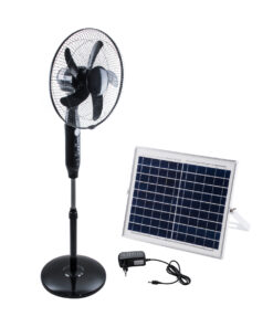 GloboStar® GloboStar® SOLARE-FAN 85358 Solar Fan Αυτόνομος Ηλιακός Επιδαπέδιος Ανεμιστήρας 25W 2 Λειτουργιών Ρεύματος με AC 220-240V ή με Φωτοβολταϊκό Panel 9V 15W & Επαναφορτιζόμενη Μπαταρία Li-ion 7.4V 6000mAh - 12 Ταχύτητες - Ασύρματο Χειριστήριο - Ενσωματωμένο USB 2.0 Charger Συσκευών - IP20 - Μ44 x Π37.5 x Υ132cm - Μαύρο - 2 Years Warranty