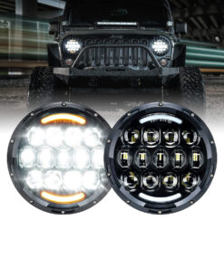 GloboStar® GloboStar® 85415 Σετ 2 x Φανάρια JEEP WRANGLER 6.9' Ιντσών Βασικού Φωτισμού H/L με DRL & Φλας LED CREE CXB COB 70W 7000lm DC 9-60V Αδιάβροχα IP67 Πορτοκαλί & Ψυχρό Λευκό 6000K