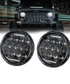 GloboStar® GloboStar® 85417 Σετ 2 x Φανάρια JEEP WRANGLER 7'' Ιντσών Βασικού Φωτισμού H/L με Ring Light DRL & Φλας LED CREE CXB COB 75W 12000lm DC 10-30V Αδιάβροχα IP67 Ψυχρό Λευκό 6000K