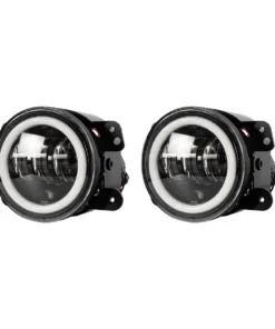 GloboStar® GloboStar® 85418 Σετ 2 x Προβολείς Ομίχλης JEEP WRANGLER - MERCEDES BENZ G CLASS - LAND ROVER DEFENDER - HAMMER H1-H2 - 4'' Ιντσών με Ring Light DRL LED CREE CXB COB 100W 7500lm DC 12V Αδιάβροχοι IP66 Ψυχρό Λευκό 6000K