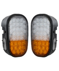 GloboStar® GloboStar® 85455 E57 Mark Σετ 2 x Φανάρια για TOYOTA & UNIVERSAL FORKLIFT Βασικού Φωτισμού για Οχήματα Περονοφόρα - Κλάρκ με Φλας LED 40W DC 10-80V Αδιάβροχα IP6K9K Πορτοκαλί & Ψυχρό Λευκό 6000K  Μ20 x Π8 x Υ12cm