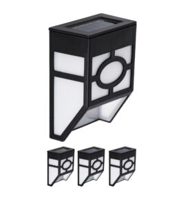 GloboStar® GloboStar® 85708 ΣΕΤ 4 Τεμαχίων Αυτόνομα Ηλιακά Φωτιστικά Τοίχου Μαύρα-Λευκά LED SMD 1W 100lm με Ενσωματωμένη Μπαταρία 600mAh - Φωτοβολταϊκό Πάνελ με Αισθητήρα Ημέρας-Νύχτας Αδιάβροχα IP65 Ψυχρό Λευκό 6000K