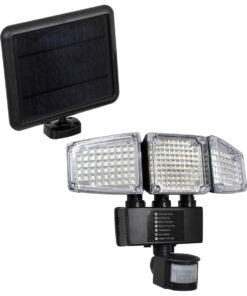 GloboStar® GloboStar® 85711 Αυτόνομος Ηλιακός Προβολέας με Τρεις Περιστρεφόμενες Κεφαλές LED SMD 2835 50W 2500lm με Ενσωματωμένη Μπαταρία 3400mAh - Φωτοβολταϊκό Πάνελ με Αισθητήρα Ημέρας-Νύχτας - PIR Αισθητήρα Κίνησης Αδιάβροχο IP65 Ψυχρό Λευκό 6000K