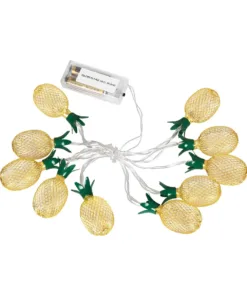 GloboStar® GloboStar® 85806 Διακοσμητική Γιρλάντα Pineapple Lamp 2 Μέτρα με Διακόπτη On/Off - 10 LED 1W με Μπαταρίες 2xAA & Διάφανο Καλώδιο IP44 Θερμό Λευκό 3000K Μ2m