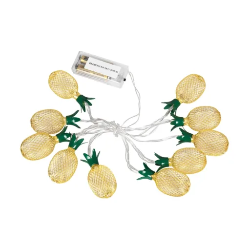 GloboStar® GloboStar® 85806 Διακοσμητική Γιρλάντα Pineapple Lamp 2 Μέτρα με Διακόπτη On/Off - 10 LED 1W με Μπαταρίες 2xAA & Διάφανο Καλώδιο IP44 Θερμό Λευκό 3000K Μ2m