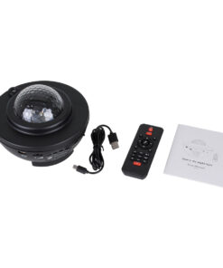 GloboStar® 85817 Μαύρο Επιτραπέζιο Διακοσμητικό Φωτιστικό Ειδικών Εφε NIGHT GALAXY WORLD 3D LED 10W DC 5V 2200mAh Επαναφορτιζόμενο με Bluetooth Speaker - Sound Activated - Καλώδιο Τροφοδοσίας USB και Ασύρματο Χειριστήριο RF 2.4Ghz Πολύχρωμo RGBW Dimmable 16 85817 7