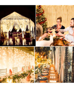 85826 Διακοσμητική Κουρτίνα 3 x 3 Μέτρα με Controller 8 Προγραμμάτων Εναλλαγών Φωτισμού - Επεκτεινόμενη 300 LED 3.6W AC 230V με Διάφανο Καλώδιο & Πρίζα Schuko Αδιάβροχη IP44 Θερμό Λευκό 2700K Μ3 x Υ3m 14 85826 7