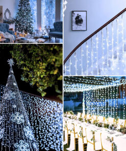 85834 Διακοσμητική Γιρλάντα 13 Μέτρα με Controller 8 Προγραμμάτων Εναλλαγών Φωτισμού - Επεκτεινόμενη 100 LED 3.6W AC 230V με Διάφανο Καλώδιο & Πρίζα Schuko Αδιάβροχη IP44 Ψυχρό Λευκό 6000K Μ13m 12 85834 6