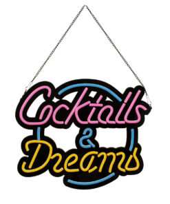 Alternative view of GloboStar® 85850 Φωτιστικό Ταμπέλα Φωτεινή Επιγραφή NEON LED Σήμανσης COCKTAILS & DREAMS 30W AC 230V με Διακόπτη On/Off Ροζ - Γαλάζιο - Κίτρινο