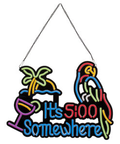 Alternative view of GloboStar® 85854 Φωτιστικό Ταμπέλα Φωτεινή Επιγραφή NEON LED Σήμανσης ITS 5:00 SOMEWHERE PARROT 30W AC 230V με Διακόπτη On/Off Ροζ - Γαλάζιο - Κίτρινο - Πράσινο - Κόκκινο