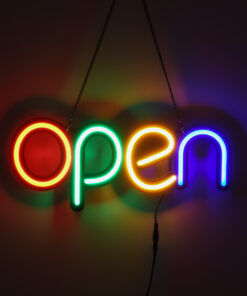 GloboStar® 85856 Φωτιστικό Ταμπέλα Φωτεινή Επιγραφή NEON LED Σήμανσης Animated OPEN 30W AC 230V με Διακόπτη On/Off και Ασύρματο Χειριστήριο IR Κόκκινο - Πράσινο - Κίτρινο - Γαλάζιο 9 85856 4