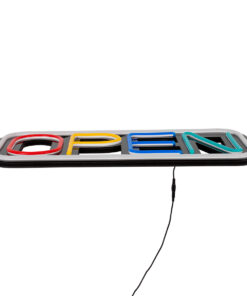 GloboStar® 85857 Φωτιστικό Ταμπέλα Φωτεινή Επιγραφή NEON LED Σήμανσης Animated Square OPEN 30W AC 230V με Διακόπτη On/Off και Ασύρματο Χειριστήριο IR Λευκό - Κόκκινο - Πράσινο - Κίτρινο - Γαλάζιο 8 85857 3