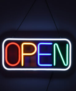 GloboStar® 85857 Φωτιστικό Ταμπέλα Φωτεινή Επιγραφή NEON LED Σήμανσης Animated Square OPEN 30W AC 230V με Διακόπτη On/Off και Ασύρματο Χειριστήριο IR Λευκό - Κόκκινο - Πράσινο - Κίτρινο - Γαλάζιο 9 85857 4