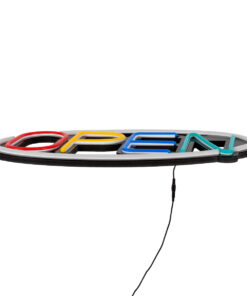 GloboStar® 85858 Φωτιστικό Ταμπέλα Φωτεινή Επιγραφή NEON LED Σήμανσης Animated Ovale OPEN 30W AC 230V με Διακόπτη On/Off και Ασύρματο Χειριστήριο IR Λευκό - Κόκκινο - Πράσινο - Κίτρινο - Γαλάζιο 9 85858 3