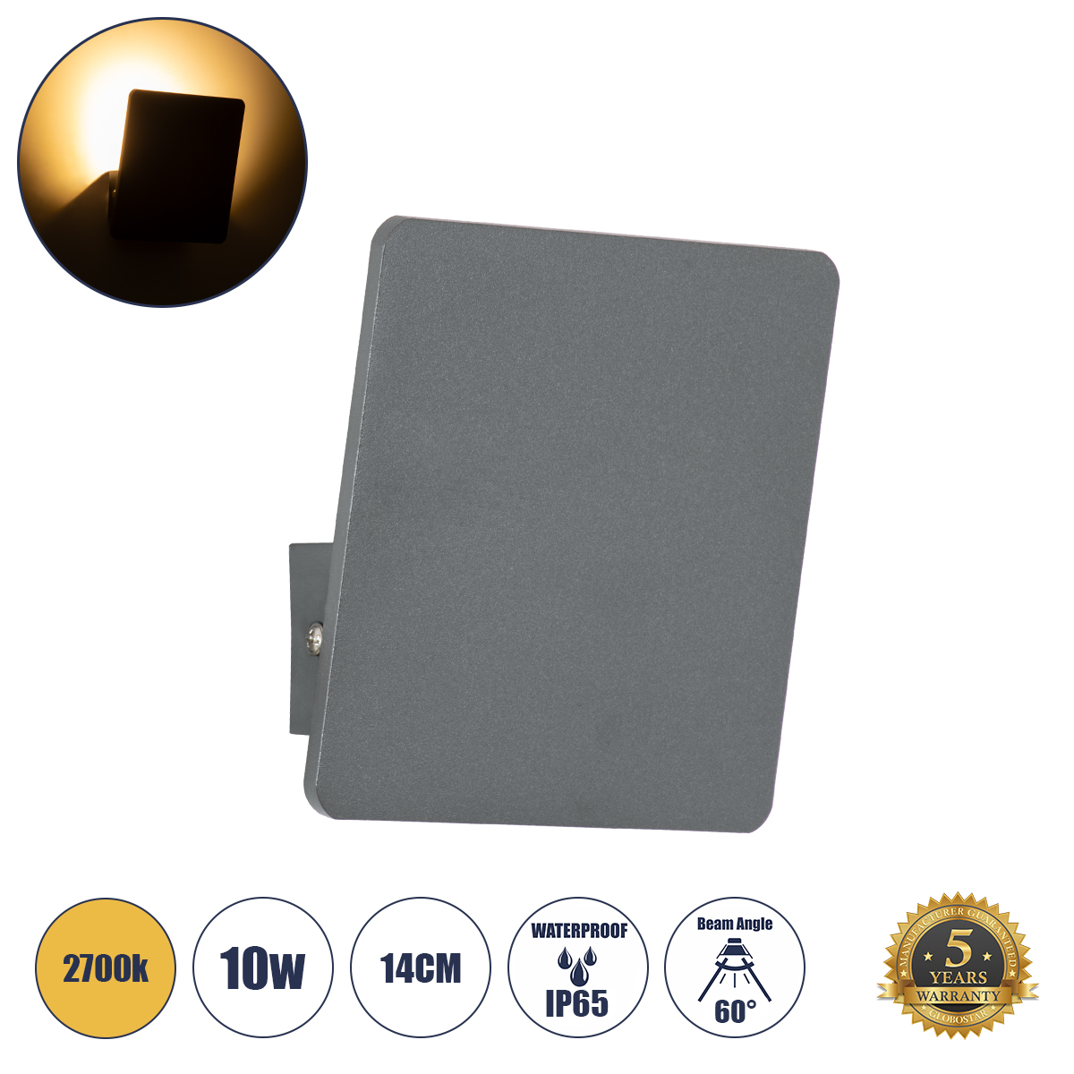 GloboStar® CUADRADO 60570 Φωτιστικό Τοίχου - Απλίκα Αρχιτεκτονικού Φωτισμού Εσωτερικού/Εξωτερικού Χώρου Up or Down LED 10W 1000lm 60° AC220-240V Αδιάβροχο IP65 - Σώμα Αλουμινίου & Tempered Glass - Μ14 x Π14 x Υ4.5cm - Θερμό Λευκό 2700K - Γκρι Ανθρακί - Bridgelux Chip - 5 Years Warranty 3 GloboStar® GloboStar® CUADRADO 60570 Φωτιστικό Τοίχου - Απλίκα Αρχιτεκτονικού Φωτισμού Εσωτερικού/Εξωτερικού Χώρου Up or Down LED 10W 1000lm 60° AC220-240V Αδιάβροχο IP65 - Σώμα Αλουμινίου & Tempered Glass - Μ14 x Π14 x Υ4.5cm - Θερμό Λευκό 2700K - Γκρι Ανθρακί - Bridgelux Chip - 5 Years Warranty