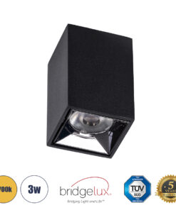 GloboStar® GLOBOSTAR® LUMINAR 60321 Downlight Σποτ LED 3W 405lm 36° AC 220-240V IP20 Θερμό Λευκό 2700K - Bridgelux COB Chip & TÜV SÜD Driver - Μαύρο Ματ - Μ4.2 x Π4.2 x Υ6.6cm - 5 Χρόνια Εγγύηση