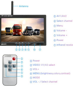 GloboStar® 86032 4 x WiFi Έγχρωμες Κάμερες 720p CMOS HD Οπισθοπορείας Αυτοκινήτου-Φορτηγού DC 12-24V 170° με Οθόνη 7" DC 12-24V Night Capture με Parking Lines και Ασύρματο Χειριστήριο Αδιάβροχη IP65 24 86032 11