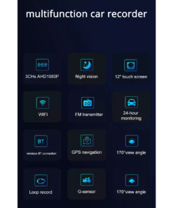 GloboStar® 86057 Καθρέπτης Αυτοκινήτου με 3 Κάμερες 3CHs AHD 1080P 170° - 4G Sim Card Slot - WiFi - GPS Navigator - Bluetooth - G Sensor - 24h Monitoring - FM Transmitter - Νυχτερινή Όραση - Μαύρο 29 86057 12