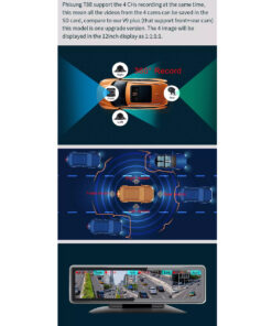 GloboStar® 86058 Καθρέπτης Αυτοκινήτου Android 9.0 360° με 4 Κάμερες SD Card Slot - RAM2GB+ROM32GB - FM Transmitter - Νυχτερινή Όραση - με Parking Lines - Μαύρο 23 86058 11