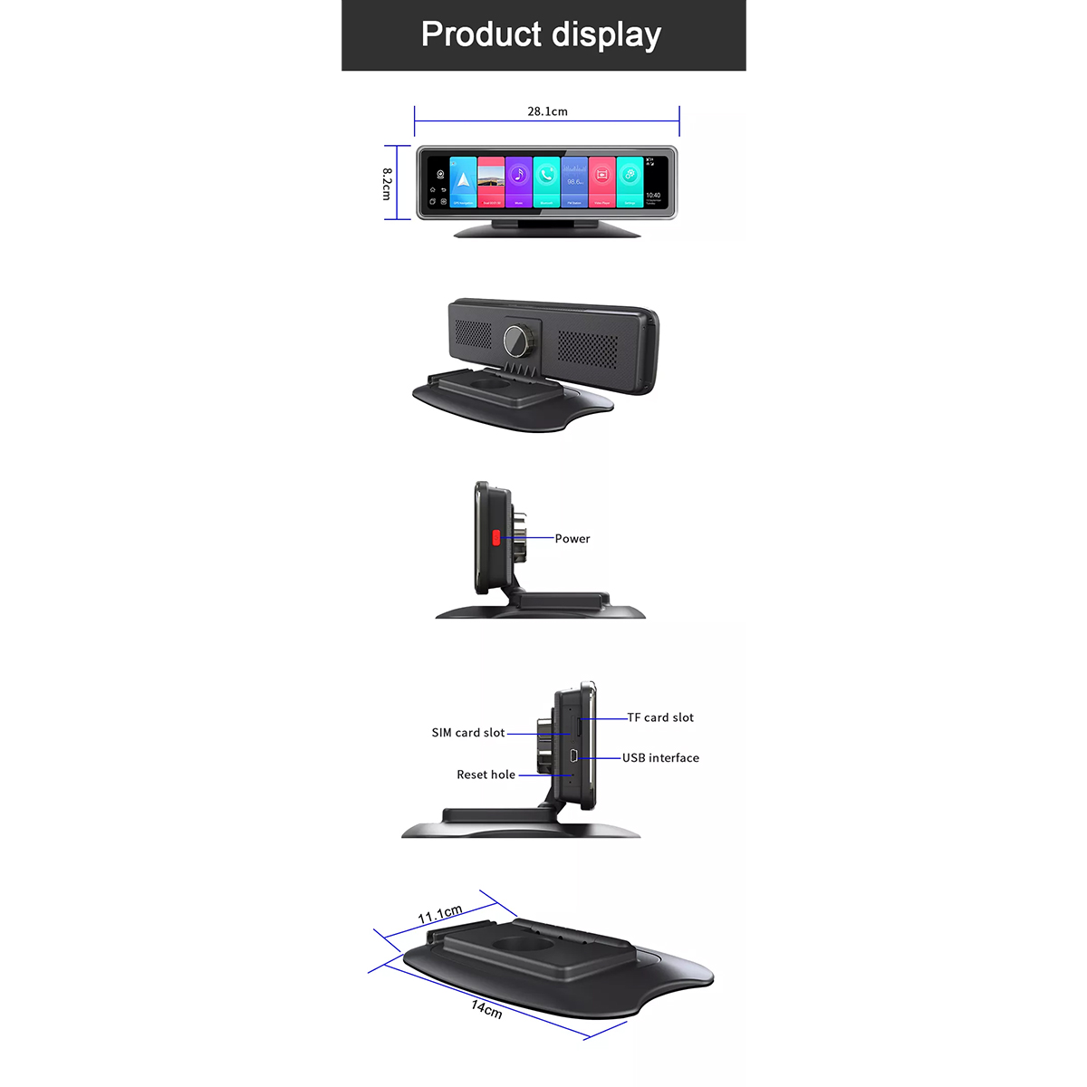 GloboStar® 86058 Καθρέπτης Αυτοκινήτου Android 9.0 360° με 4 Κάμερες SD Card Slot - RAM2GB+ROM32GB - FM Transmitter - Νυχτερινή Όραση - με Parking Lines - Μαύρο 14 GloboStar® 86058 Καθρέπτης Αυτοκινήτου Android 9.0 360° με 4 Κάμερες SD Card Slot - RAM2GB+ROM32GB - FM Transmitter - Νυχτερινή Όραση - με Parking Lines - Μαύρο - Image 12