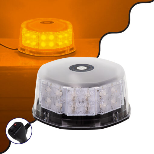 GloboStar® GloboStar® 85165 PRO Series Φάρος Σήμανσης Οχήματος Οδικής Βοήθείας για Αυτοκίνητα & Φορτηγά 6 Προγραμμάτων Φωτισμού STROBE LED 40W DC 10-30V Αδιάβροχος IP65 Πορτοκαλί