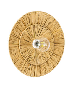 GloboStar® GloboStar® COLOMBO 02284 Boho Επιτοίχιο Φωτιστικό Απλίκα Μονόφωτο 1 x E27 IP20 Μπεζ Raffia - Μ40 x Π40 x Υ9cm