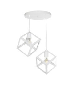 GloboStar® GLOBOSTAR® DISE 201-0053 Μοντέρνο Κρεμαστό Φωτιστικό Οροφής με Ντουί 2 x E27 AC 220-240V IP20 - Λευκό - Μ50 x Π30 x Υ50cm