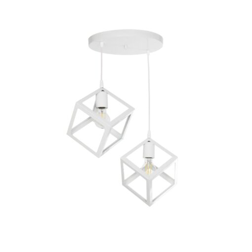 GloboStar® GLOBOSTAR® DISE 201-0053 Μοντέρνο Κρεμαστό Φωτιστικό Οροφής με Ντουί 2 x E27 AC 220-240V IP20 - Λευκό - Μ50 x Π30 x Υ50cm