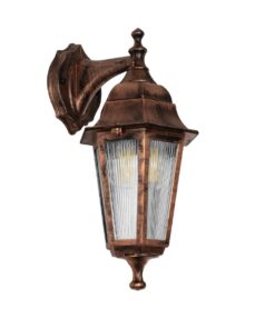 GloboStar® GloboStar® VITRO 203-0196 Vintage Επιτοίχιο Φωτιστικό Φαναράκι Μονόφωτο 1 x E27 IP44 Χάλκινο Πλαστικό - Μ17 x Π20 x Υ36cm