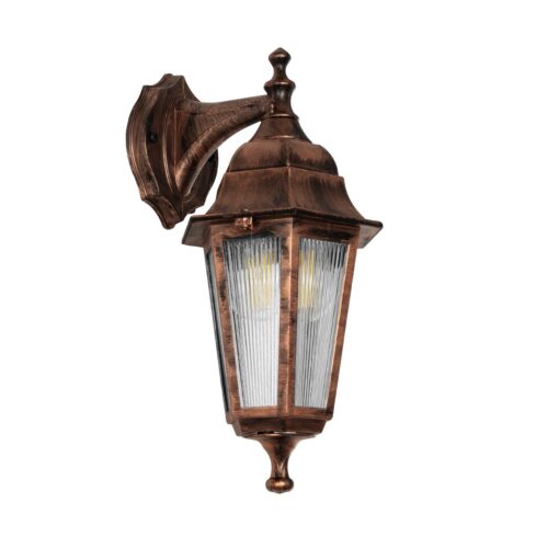 GloboStar® GloboStar® VITRO 203-0196 Vintage Επιτοίχιο Φωτιστικό Φαναράκι Μονόφωτο 1 x E27 IP44 Χάλκινο Πλαστικό - Μ17 x Π20 x Υ36cm