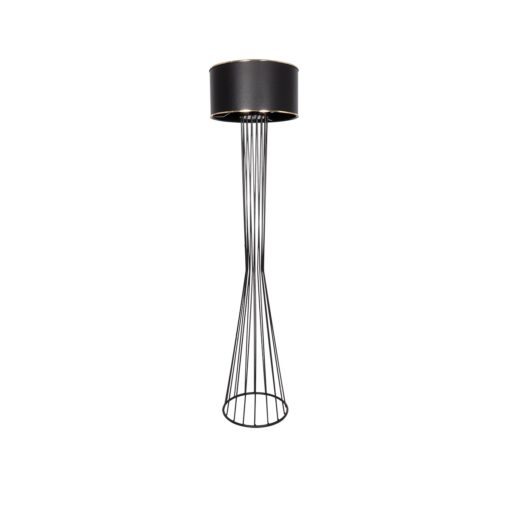 GloboStar® GloboStar® NOVA 201-0037 Μοντέρνο Επιδαπέδιο Φωτιστικό 1 x E27 IP20 Μαύρο Μεταλλό με Μαύρο Ύφασμα - Μ36 x Π36 x Υ148cm